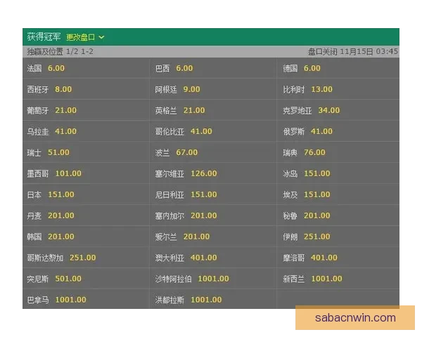 世界杯足球竞猜赔率解析与热门球队胜负走势全解